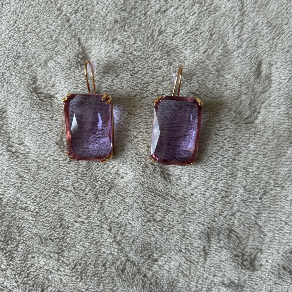 Elegant Purple and Gold Earrings - Picture 3 of 3